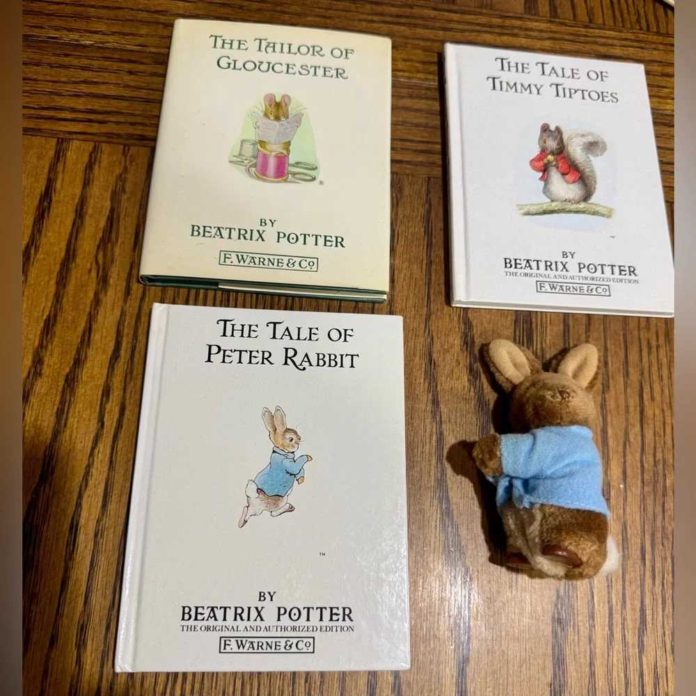 Beatrix Potter Book Collection + Peter Rabbit Plush, Stickers Book, Board book📚